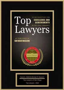 In Recognition For Excellence And Achievements | Top Lawyers | As Published In San Diego Magazine | David E. Hallett And Michael R Buscemi | Top Lawyers Of San Diego
